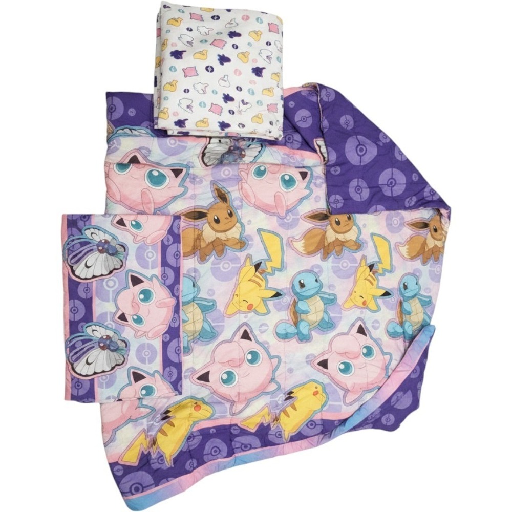 Pokemon Full Size Bedding Girls Reversible Comforter Sheets Sham Pikachu Eevee